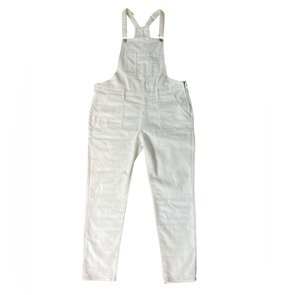Old Navy Cream Relaxed Fit Bib Denim Overalls Size 14 Y2K Slouchy